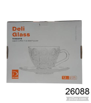 Imagen de SET X12 TAZA Y PLATO MIL RAYAS DE VIDRIO 3.26